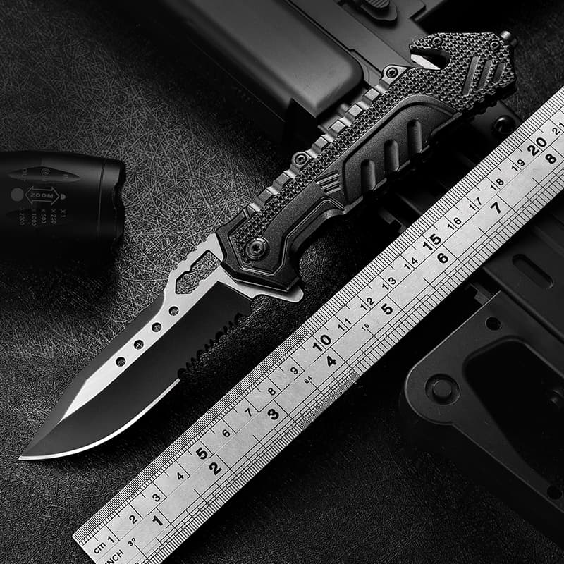 Outdoor Survival Aluminum Handle for Outdoor  Fixed Blade Knife  Hunting Knife with Leather SheatHuntingKnifeWilderness Survival Tool