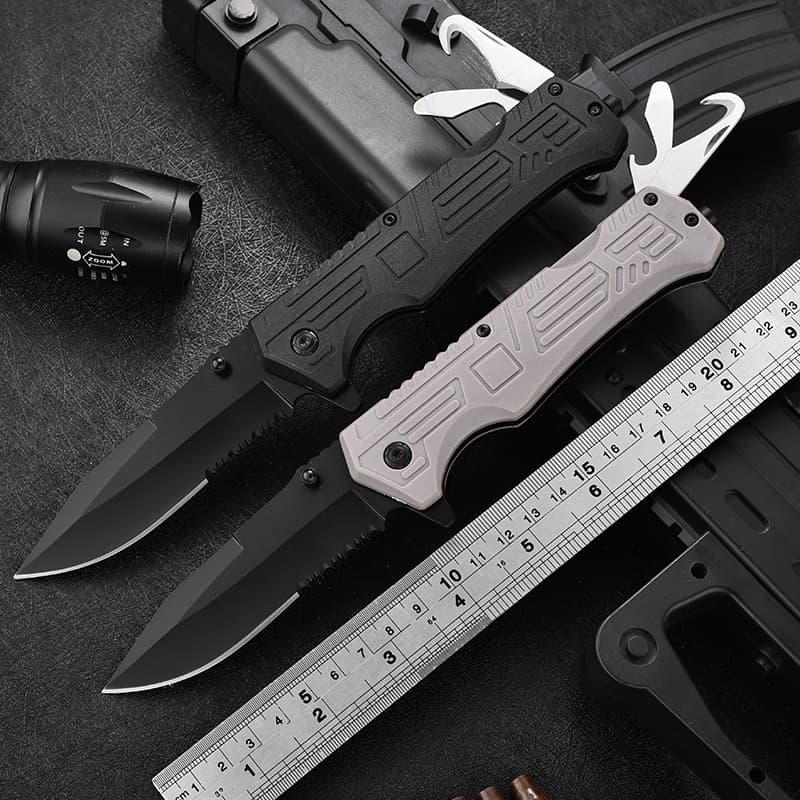 Outdoor SurvivalMultifunctional Blackening 3Cr13 Blade Nylon Wave Slim Hand Handle Folding Knife