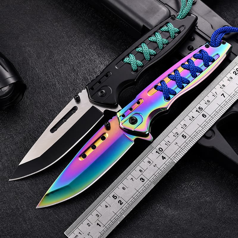New Arrival Folding Black Color Titanium Outdoor Survival Pocket Camping Knife Self Ddefense High Quality Color Titanium