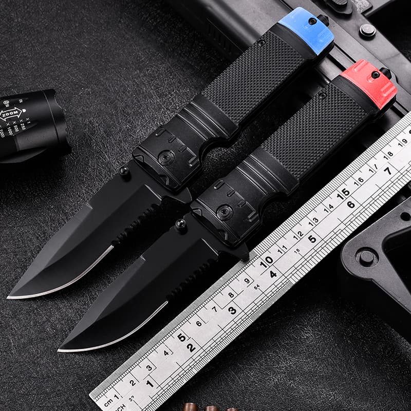New Design Hot Sell Tactical  Black Folding Pocket Knife Aluminium Handle   High Hardness Camping Knife