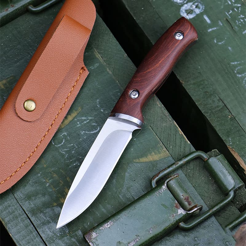 Wholesale Customized OEM Stainless Steel Wooden Handle Fixed Blade Outdoor Camping Tactical Hunting Pocket Knife