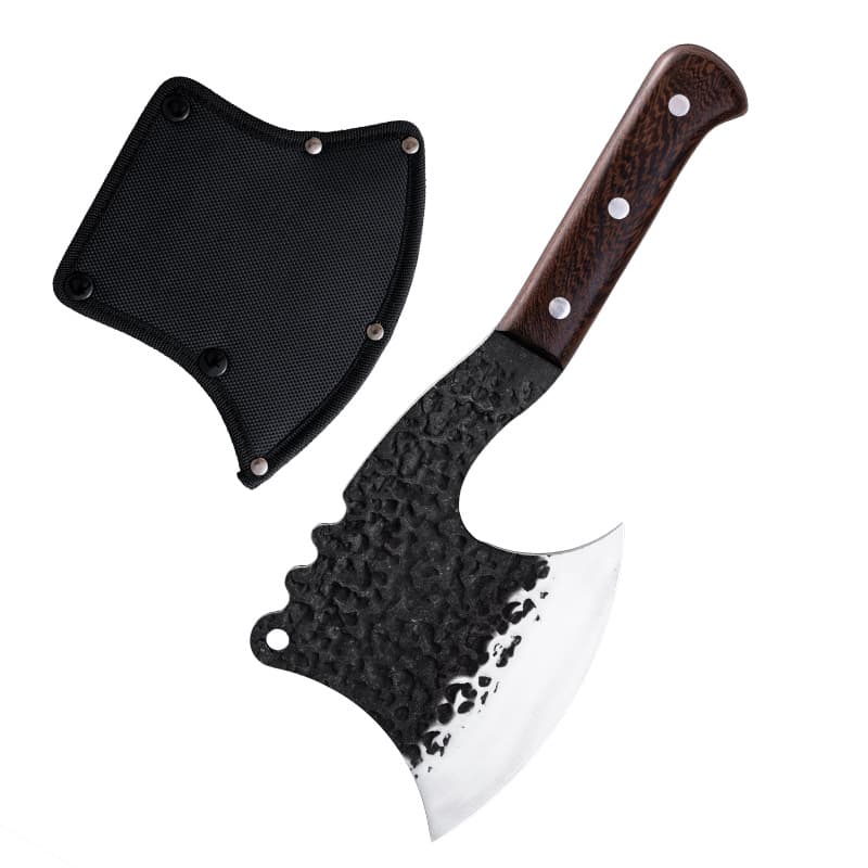 Custom Handmade Carbon Steel Kitchen axe with Wooden Handle MultiFunction Outdoor Camping Axe Portable Survival Hatchet
