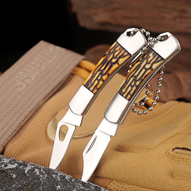 Mini Stainless Steel Blade Bull Bone Handle Folding Pocket Portable Utility Gift Knife Outdoor Camping