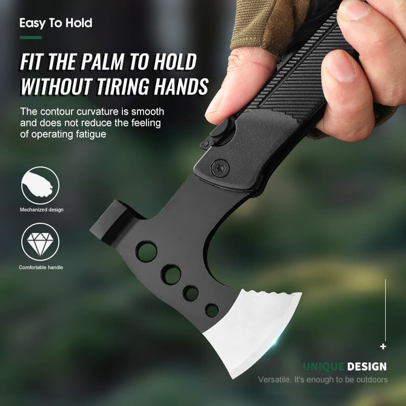 axe Hammer Tool Outdoor With Pouch Camping Accessories With Ruler Knife Saw WhistleFoldable