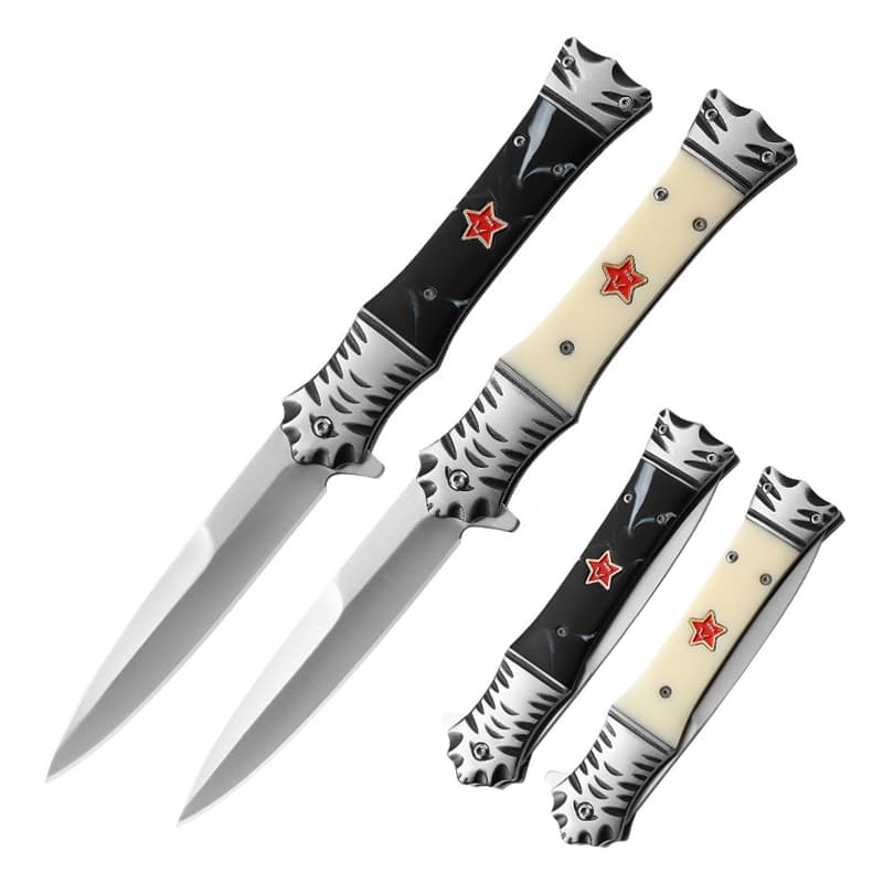 Tactical Pocket Fruit Knife Multi Functional EDC Folding Camping Survival Tool Wood Handle Steel Hunting OEM