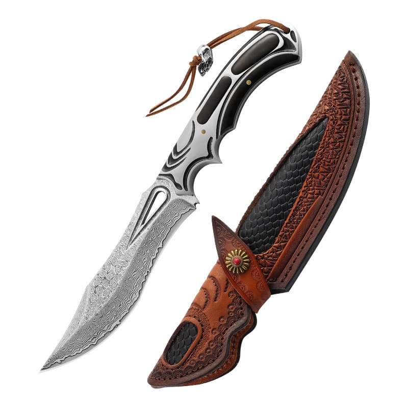 Forged Damascus Straight Knife Fixed Blade Outdoor Hunting Self Defense Survival Knifes Carried Tactical Camping