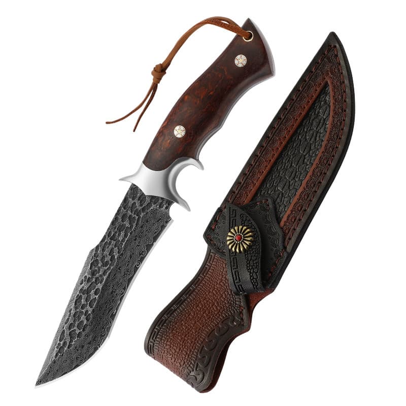 Customizable Damascus VG10 Steel Hunting Knife Set High Quality Leather Sheath Outdoor Survival Camping Stainless