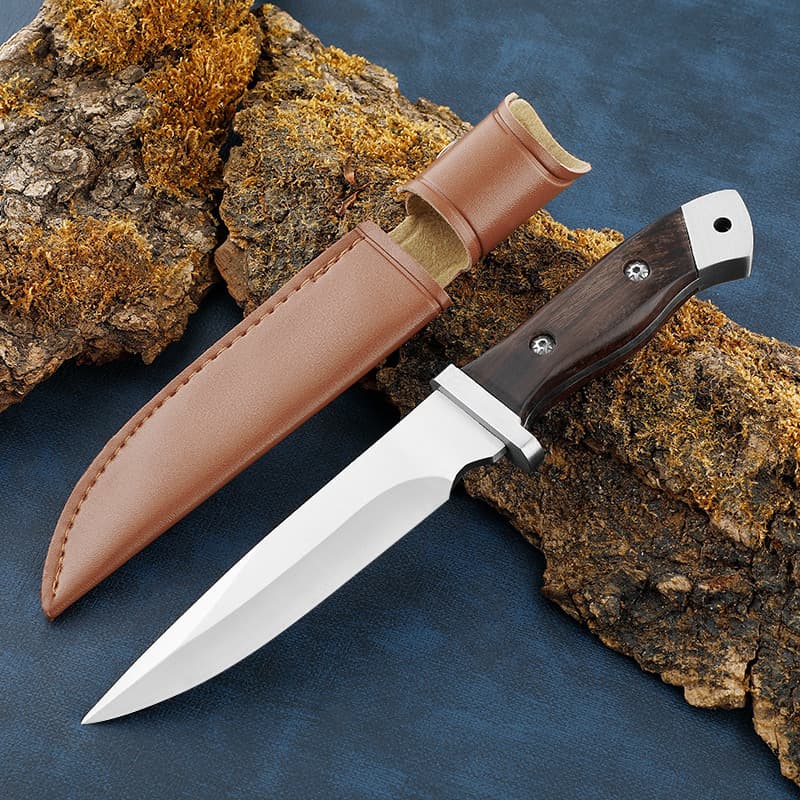 5Cr13 Steel Straight Fixed Blade Knife with Wood Handle for Hunting with Knife Sheath Cover for Sale