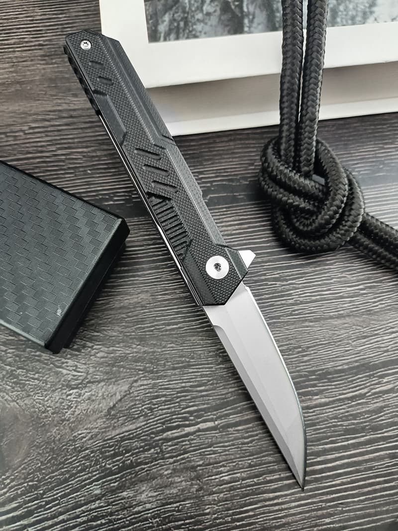 Outdoor Folding Knife Self-Defense Survival Pocket Blade G10 Handle Laser Engraved OEM Tactical