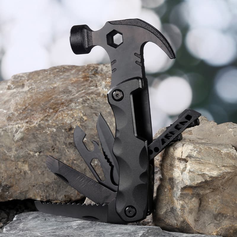 Functional Claw Hammer Vehicle Mounted Rescue Tools Outdoor Multi Purpose Tool Hammer with Screwdriver Bits