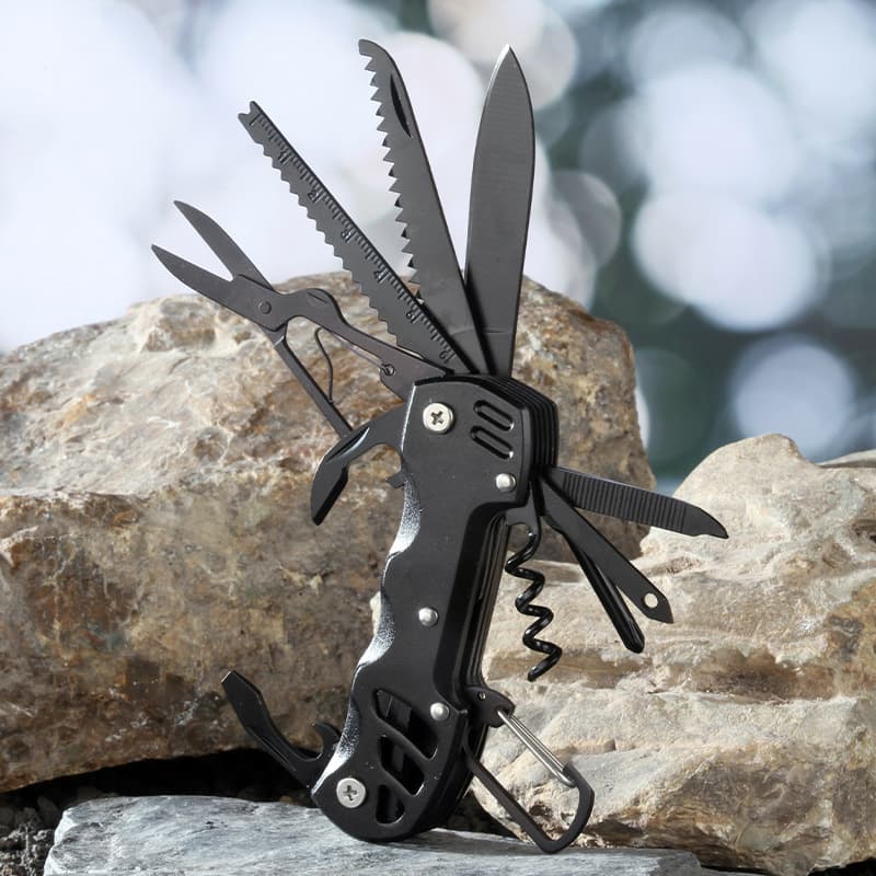 Portable Outdoor Survival Folding Knife Combo Tool with Stainless Steel Blade Bottle Opener Multi-Function Field Use