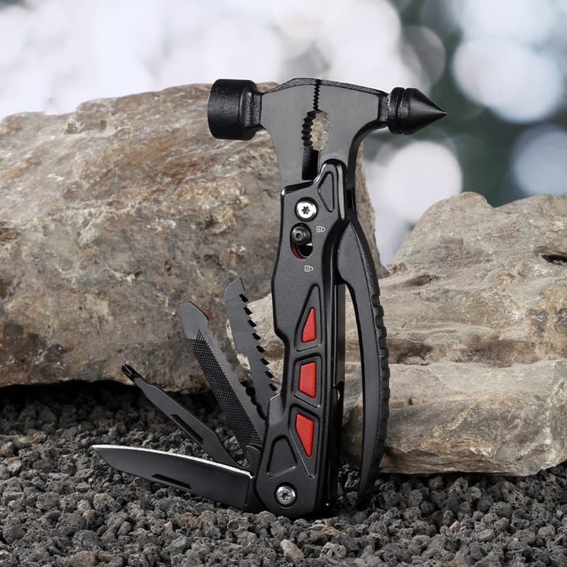 12-in-1 Emergency Escape Survival Life Saving Hammer Multi-Functional for Car Camping Hiking and Household Use