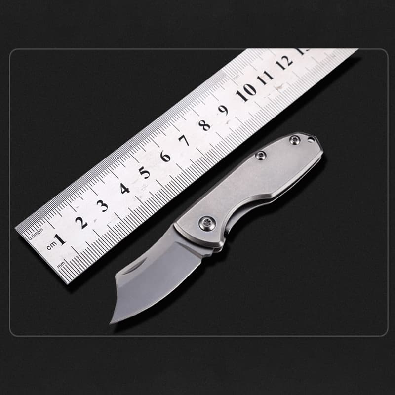 Customizable Small Size Pocket Knife Flat Stainless Steel Handle DIY Laser Engraved Folding Blade Knife Keychain EDC