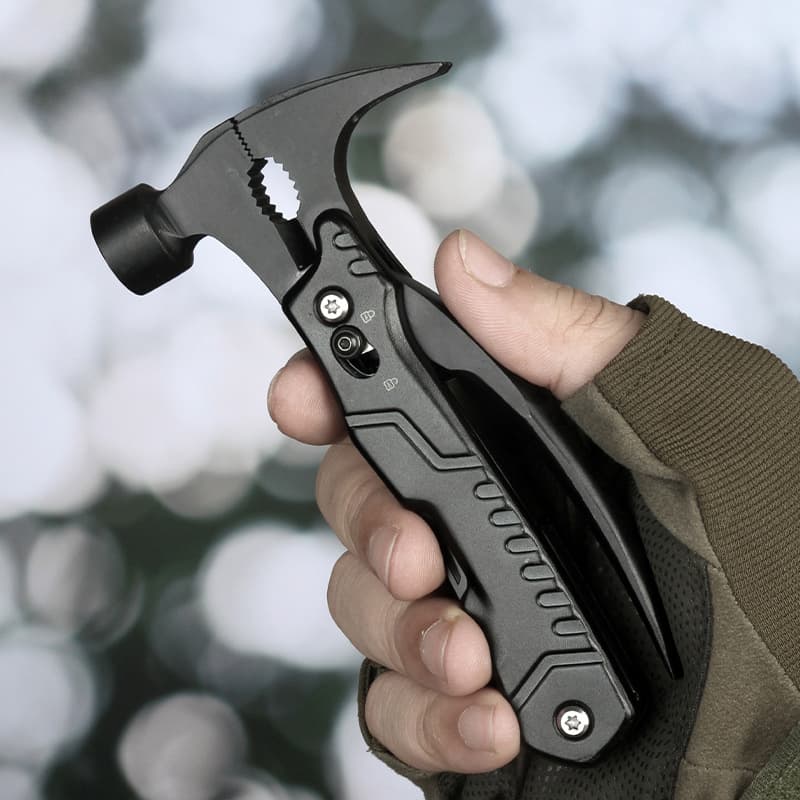 12 in 1 Hand Tool Hammer Emergency Escape Car Safety Hammer Survival Multi-Tool Hammer for Camping Hiking Household