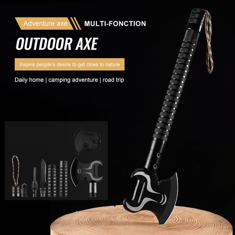 Bochen 8 in 1 Multi Tactical Survival Camping Hunting Falling Felling Tool Battle Head Outdoor Cutting Multifunctional Axe