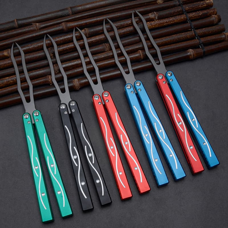 New Design CSGO Meteor Pattern Steel Blade Butterfly Training Aluminum Alloy Handle Foldable Portable Training Tool