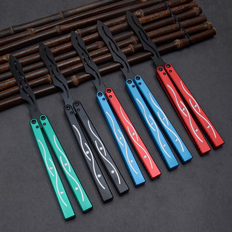 Meteor Pattern Steel Blade Butterfly Training Aluminum Alloy Handle Foldable Portable Training Tool