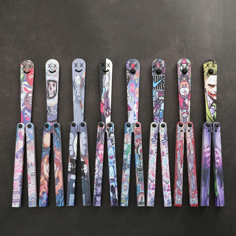 UV Color Printing Handle No Cutting Edge Folding Butterfly Training Tool Customized Outdoor Practice Butterfly Training Tool