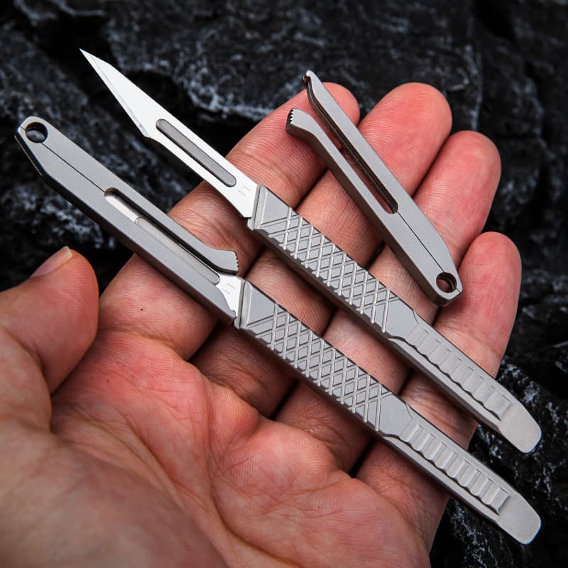 IMOGY Portable Titanium Alloy Art Knife Set Multifunctional Small Paper Cutting Tools for Outdoor Use