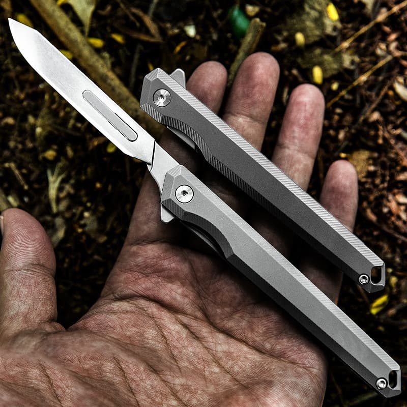 Folding Scalpel Pocket Knife With 10pcs Replaceable Razor Blades Collection Unique Gift for Men Women