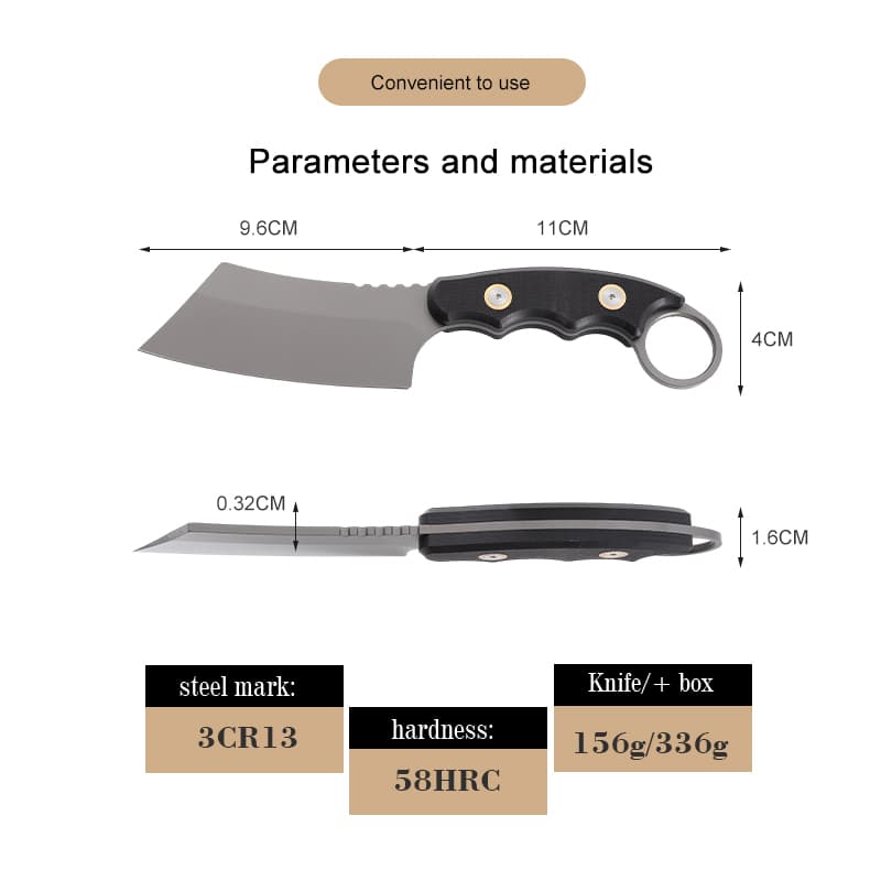 Wholesale Portable Kitchen Knife Wood Handle Meat Cutters Outdoor Camping Survival Household Knife Protective Sleeve