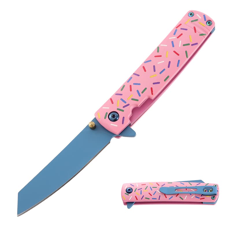 2025 New Outdoor Survival Folding Steel Blade Knife 3D Printing Doughnut Handle Camping Hunting Gift Portable Pocket Knife