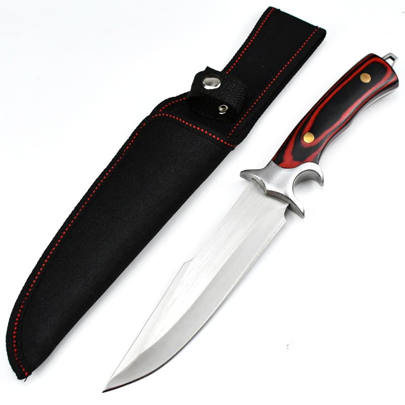 High Quality E-commerce Hotsale Fixed Blade Knife Outdoor Camping Hunting Knife D2 Steel Wooden Handle Portable Knife OEM Custom