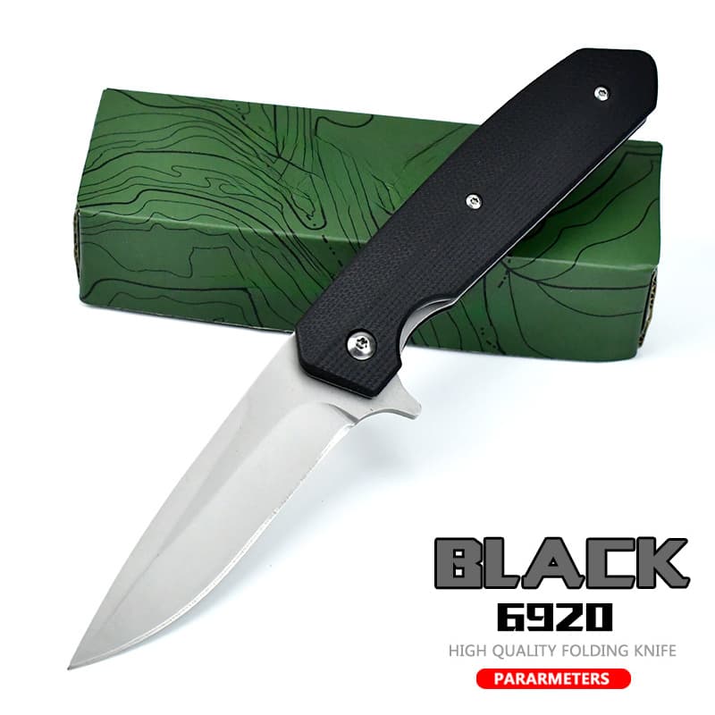 Steel Folding Knife G10 Handle 6920 Ready Ship Hot Selling Portable Clip Outdoor Camping Fishing Pocket Knife OEM