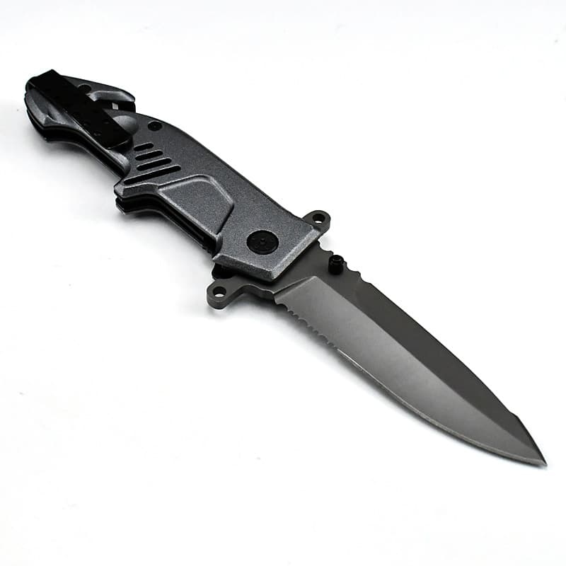 Multi-functional EDC Hand Knife Outdoor Folding Blade 5Cr14Mov Steel Pocket Knife with Seration Compass Portable Camping Tool