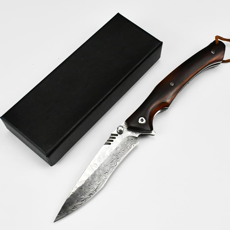 High Quality Damascus Steel sharp Knife Custom Folding Pocket Portable Outdoor EDC Camping Hiking Survival Collection Gift Knife