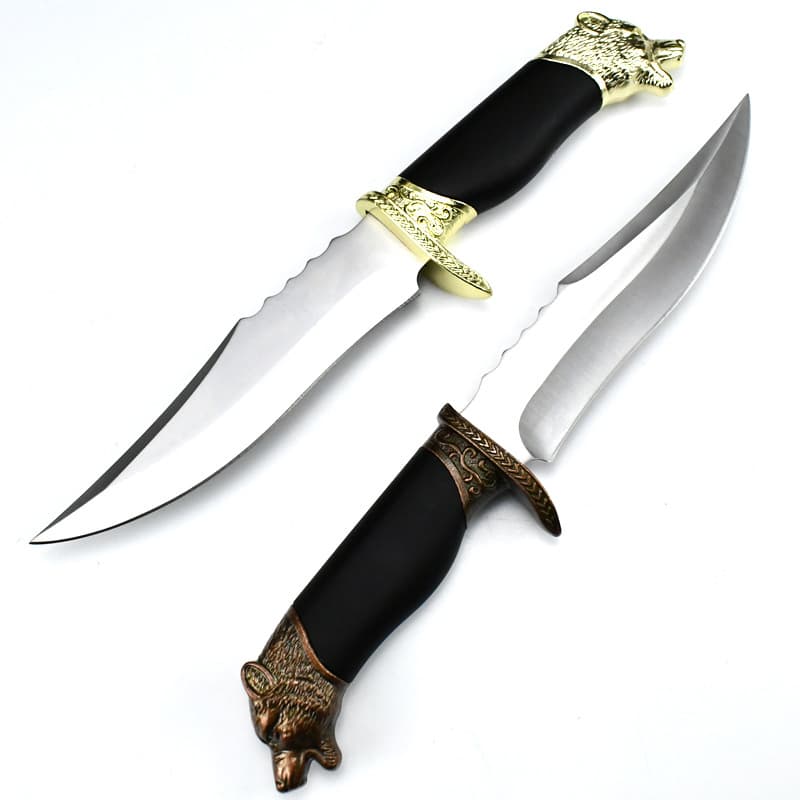 Bear head New arrival hunting knife outdoor camping knife fishing hiking messer 7Cr14Mov steel portable fixed blade knife OEM