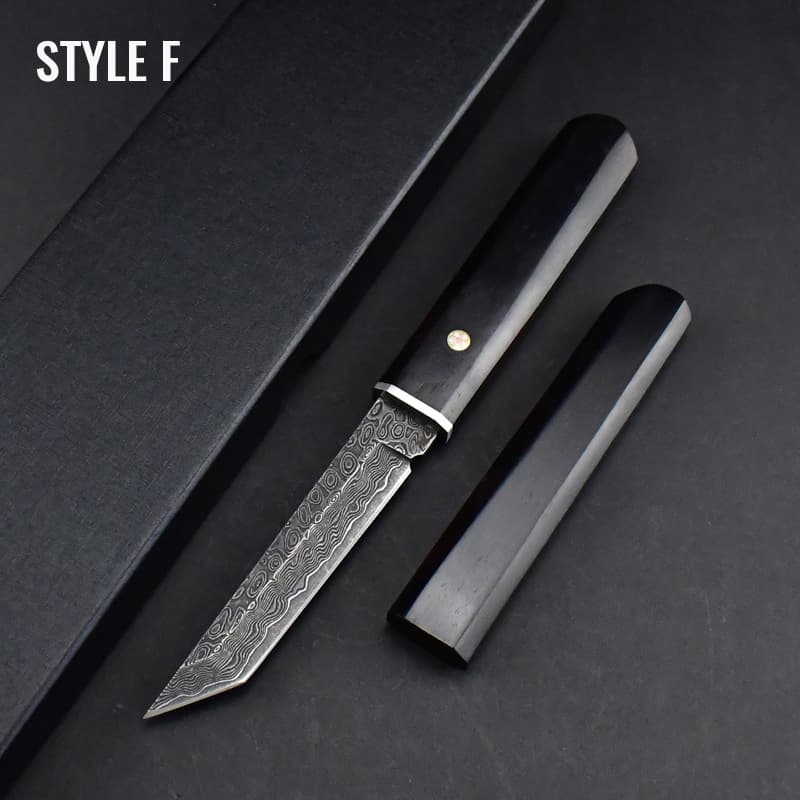 Japanese Warrior Style D2 Steel Fixed Blade Pocket Knife Ebony Handle Customizable OEM Camping Outdoor Survival Hunting Knife