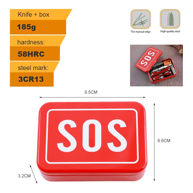 Outdoor Camping Emergency Disaster Survival Equipment Mini Tin Box SOS Kit