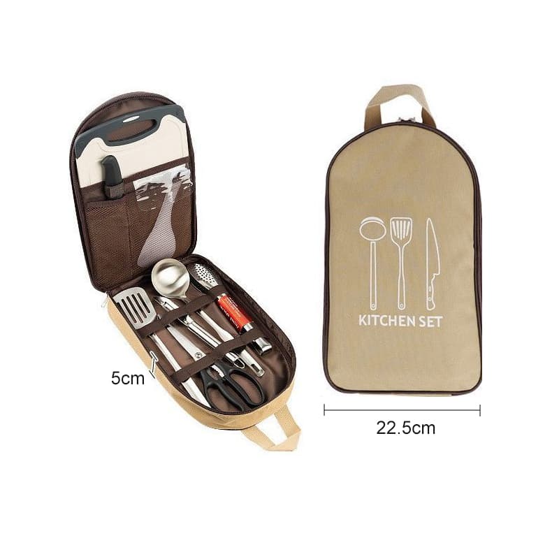 Outdoor Camping Cookware Container Cooking Utensil Organizer Kitchen Ware Storage Portable Travel BBQ Tableware