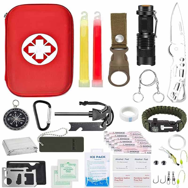 Custom Multifunctional Wilderness Adventure Survival First Aid Kit Vehicle Travel Equipment for Outdoor Emergency Safety Product